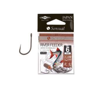 Mikado Sensual River Feeder 6-os méretű horgászhorgok, 10 db-os csomag, feeder horgászathoz - Horog, forgó, kapocs