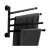 Fekete fém törölközőtartó négy karral, falra szerelve, törölközőkkel