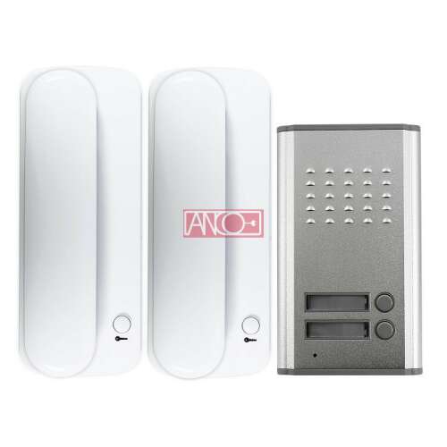 2 Lakásos Audio Kaputelefon Szett, Kaputelefon Rendszer 2 Kézi készülékkel, Kaputelefon 2 Kézi készülékkel, Audio Kaputelefon Rendszer, Audio Kaputelefon, Kaputelefon, Interkom Rendszer, Interkom - Kaputelefon