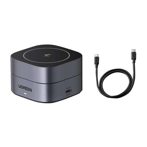 Qi induktív töltő 2 az 1-ben iPhone-hoz, AirPods Ugreen W256, 20 W fekete + USB-C-USB-C kábel 1 m (35278) 106928875 