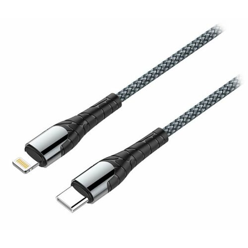 Kolorowy kabel do transmisji danych USB-C/Apple Lightning/3A/szybkie ładowanie/1m/szary 141309580