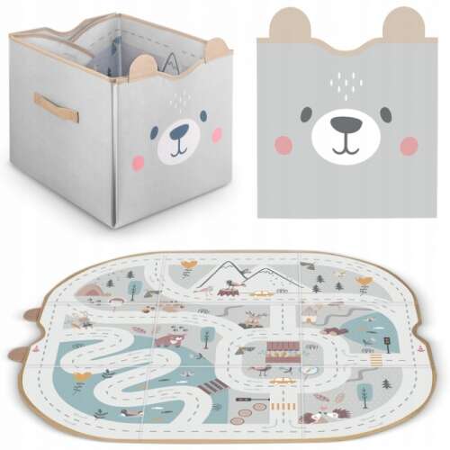 Nukido 2-in-1 Storage Basket with Play Mat for Kids - Grey 106929677