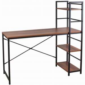 Jumi computer desk with 3 shelves, natural and black, 120x52x120 cm - Computer Desk