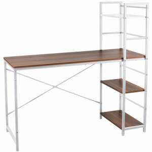 Jumi computer desk with 3 shelves, natural and white, 120x52x120 cm - Computer Desk