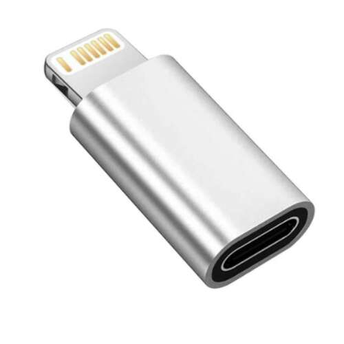 Adapter Gyorstöltés Mercaton®, Type-C / Lightning, Zenelejátszás, Adatátvitel, 5A, Ezüst