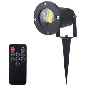 Laser projector with remote control, 6 lighting modes, red and green colors, 220V, IP 44, 8.5 x 4 cm, black - Outdoor Christmas decoration