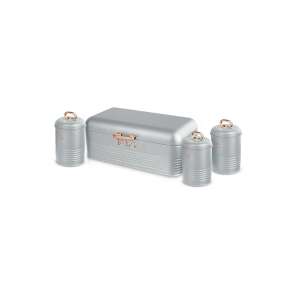 Berlinger Haus Moonlight Collection bread box and 3 canisters, silver with rose gold accents - Lightning Cable