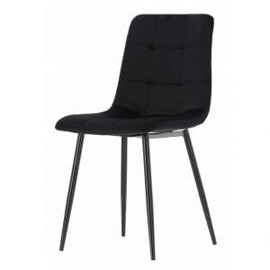 Čierna zamatová jedálenská stolička s kovovými nohami - Jedálenská stolička