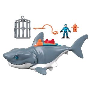 Set de joacă Imaginext Mega Rechin cu figurină scafandru și accesorii - Mattel