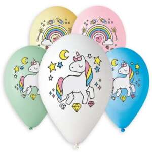 5er Pack Gemar Premium-Ballons mit Einhorn-Motiv, 33 cm, verschiedene Farben - Luftballons