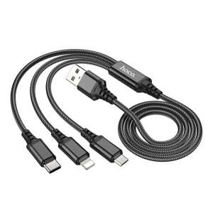 HOCO X76 3 az 1-ben töltőkábel USB, Lightning, Micro USB és Type-C csatlakozókkal - Hoco