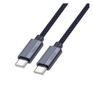 HOCO U134 adatkábel (Type-C - Type-C, 240W, PD gyorstöltő 3.0, 180cm, cipőfűző) VILÁGOSSZÜRKE 106934000 - Hoco