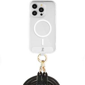 Just Elegance MagSafe Handyhülle für iPhone 15 Pro Max mit durchsichtiger Rückseite und schwarzem Handyband - Handyhüllen