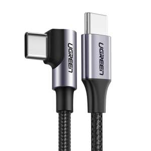 Kabel Ugreen US255 3m USB-C do USB-C, 60W, kąt prosty, czarny - Kabel danych