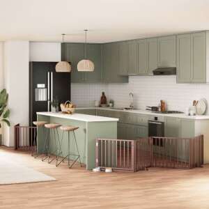 vidaXL barna nyárfa 12 paneles összecsukható kutyakapu ajtóval, 960 cm, konyhában - Állattartás