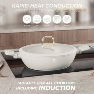 Berlinger Haus Sahara Collection 28cm plytký hrniec s pokrievkou na indukčnej varnej doske - Nádoby na varenie a pečenie