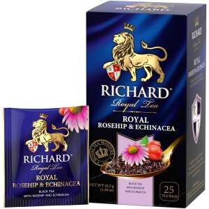 Richard Royal Tea, Royal Csipkebogyó & Echinacea, fekete tea csipkebogyóval és echinacea-val, 25 filteres tea, egyedi filteres tea - Fekete tea