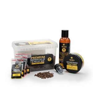 SBS Baits Premium Method All In B1 Pellet Box Ace Lobworm ízesítéssel, 400g, tartalmaz pelleteket, folyadékot, waftereket és fluoro pelleteket - Horgász szett