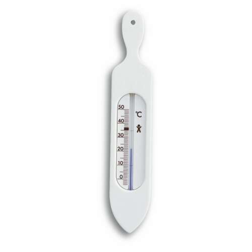 Weißes Badethermometer, misst von -5 bis +50 Grad Celsius