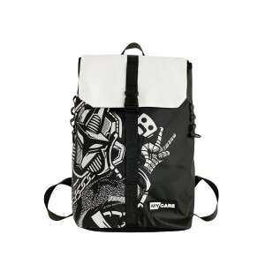 Dollcini Laptop-Rucksack, schwarz-weiß grafischer Druck, wasserdicht, kratzfest, Schule, Reisen, Arbeit - Laptop-Rucksäcke