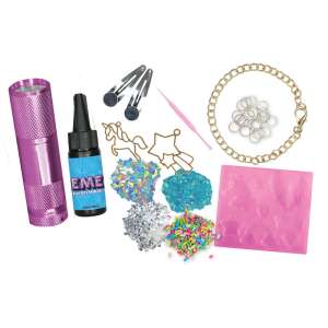 Set de accesorii Gemex Unicorn, set de bijuterii pentru copii, include gel, forme, sclipici și multe altele - Perle, mărgele