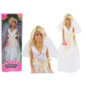Anlila menyasszonyi baba csokorral, koronával és nyaklánccal - Lean Toys