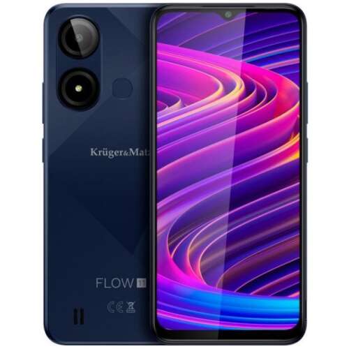 Kruger&Matz FLOW 11 Dual SIM smartfon, niebieski, widok z przodu i tyłu