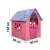 Rózsaszín műanyag játszóház kék tetővel, ablakokkal és ajtóval, virágmintával és állatfigurákkal, gyerekeknek, méretek: 106 x 98 x 90 cm