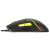 Side view of the Tracer GAMEZONE HORNET87 USB wired optical gaming mouse, black with yellow accents and rainbow RGB lighting