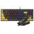 Tracer GAMEZONE HORNET87 USB wired mechanical keyboard and mouse bundle, black with yellow accents and rainbow RGB lighting