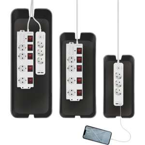 LogiLink KAB0077 organizer kablowy, uniwersalne pudełko na kable, czarny, 3 sztuki - Logilink