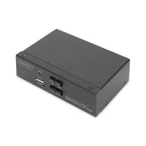 Digitus DS-12870 KVM-Switch, 2-Port, Einzelanzeige, 4K, HDMI, schräge Ansicht - KVM Switch