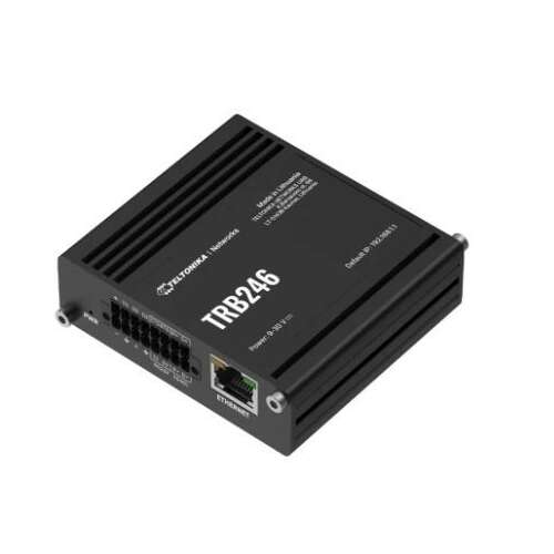 Teltonika NETWORKS TRB246 4G/LTE ipari IoT átjáró, fekete, ferde nézet