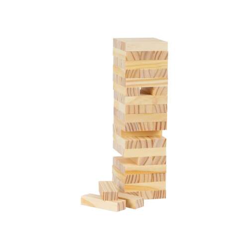 Jenga fa játék, natúr színben, blokkok tornya, klasszikus játék, családi szórakozás
