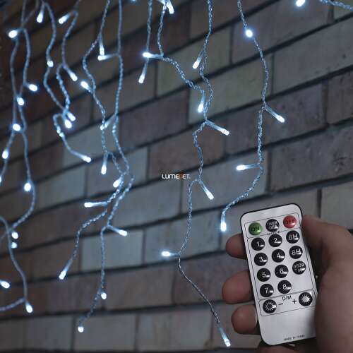Cool white LED icicle lights with remote control, 300 LEDs, 5 meters long, 8 lighting modes