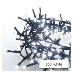 Close-up of cool white LED Christmas lights with black wire - EMOS