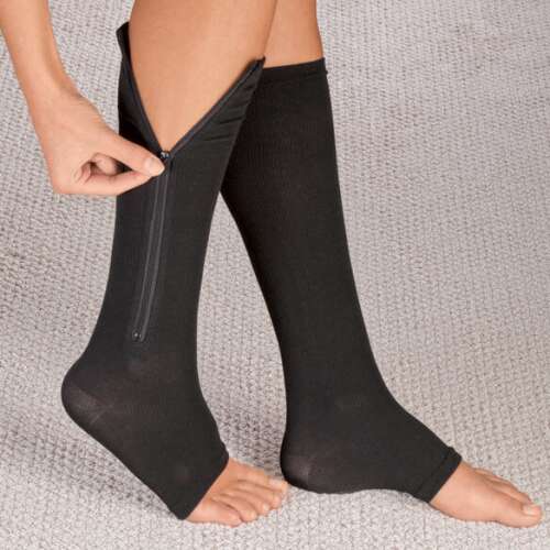 Cipzáros kompressziós zokni -fekete (XXL méret) 38410475