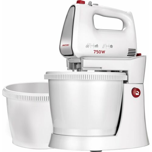 MPM MMR-22Z 750W White Stand Mixer with Two Bowls