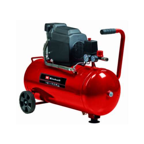 Kompresor Einhell TC-AC 190/50/8, červený, nádrž 50 litrov, tlak 8 bar, kolesá, rukoväť