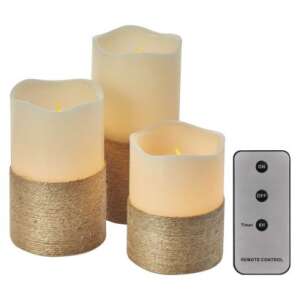Set of 3 LED candles with remote control, vintage look, battery operated, perfect for home decor - Candle