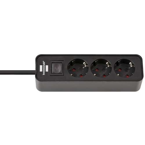 Brennenstuhl 1153230000 3-outlet power strip with switch, black, 1.5m cable
