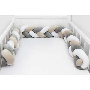 Scamp Fonott Kiságyrácsvédő - Fehér/Szürke/Bézs - 210cm