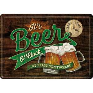 Retro Beer'O Clock Greeting Card, It's Beer o'Clock at Least Somewhere, Metal Sign - Greeting Card, Invitation