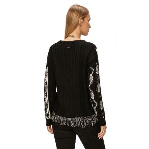 Desigual Brixton Fekete-Fehér Mintás Női Kötött Pulóver - Rojtos 135852934 - Desigual