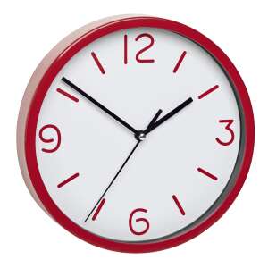 Stille Wanduhr mit rotem Rahmen und weißem Zifferblatt - Innenarchitektur