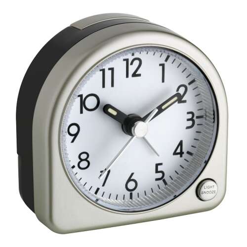 Analog alarm clock with light and snooze function
