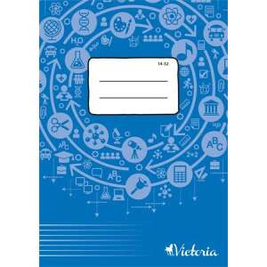 VICTORIA Circle "14-32" A5 lined notebook, 32 pages, 1st grade, blue cover with school icons - Victoria