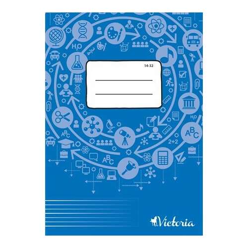 VICTORIA Circle "14-32" A5-Linienheft, 32 Seiten, 1. Klasse, blauer Einband mit Schulsymbolen