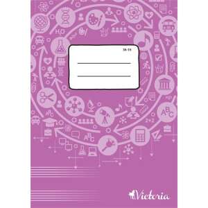 VICTORIA Circle "36-16" A5 music notebook with 16 pages, pink cover with colorful icons - Victoria