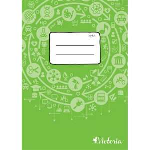 VICTORIA Circle "20-32" A5 Notebook, 32 pages, green cover with school icons - Victoria